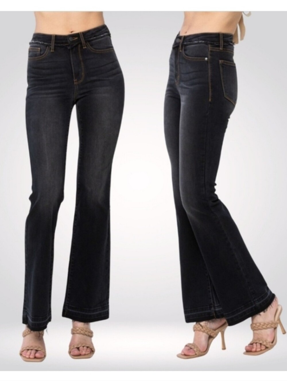 Judy Blue Women's Black Slim Bootcut High Rise Stretch Raw Released Hem Sz 11/30